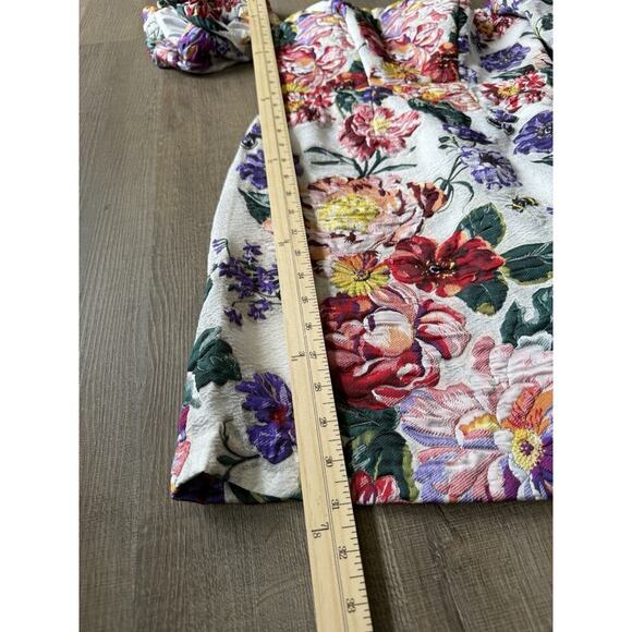 Marchesa Notte Floral Puff Sleeve Fil Coupé Cocktail Dress Size 2 - Picture 12 of 15